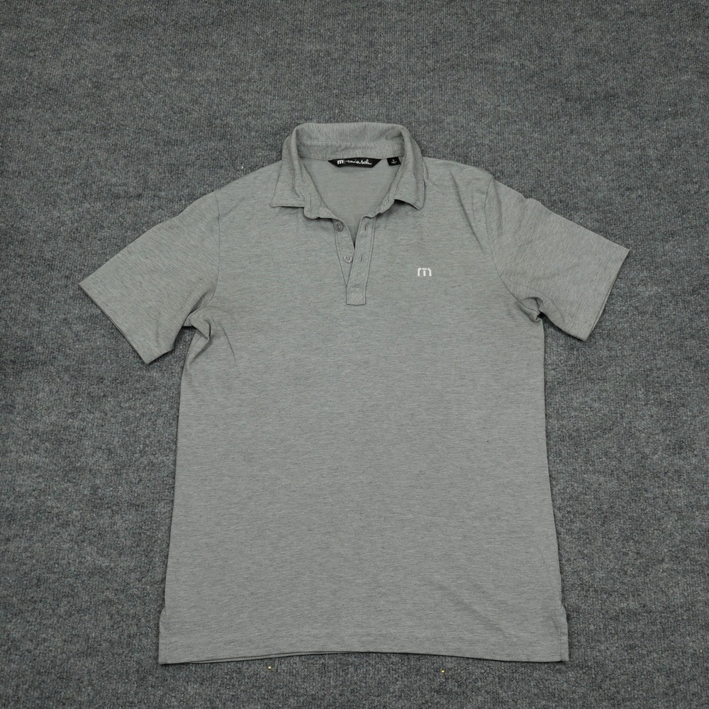 TravisMathew Polo Shirt Mens Small Grey Heathered Pima Cotton Blend Short Sleeve